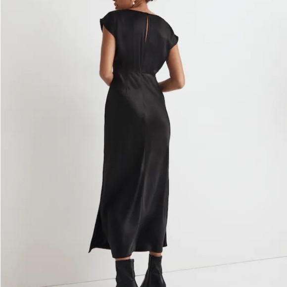 NWT Madewell Wide V-Neck Black Satiny Maxi Dress - Picture 5 of 14